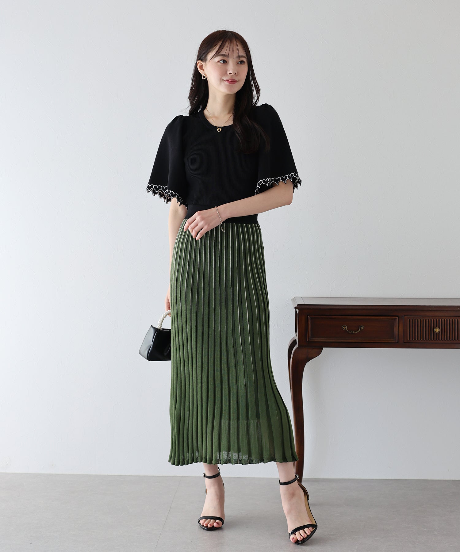 【SALE】シアーストライプニットスカート