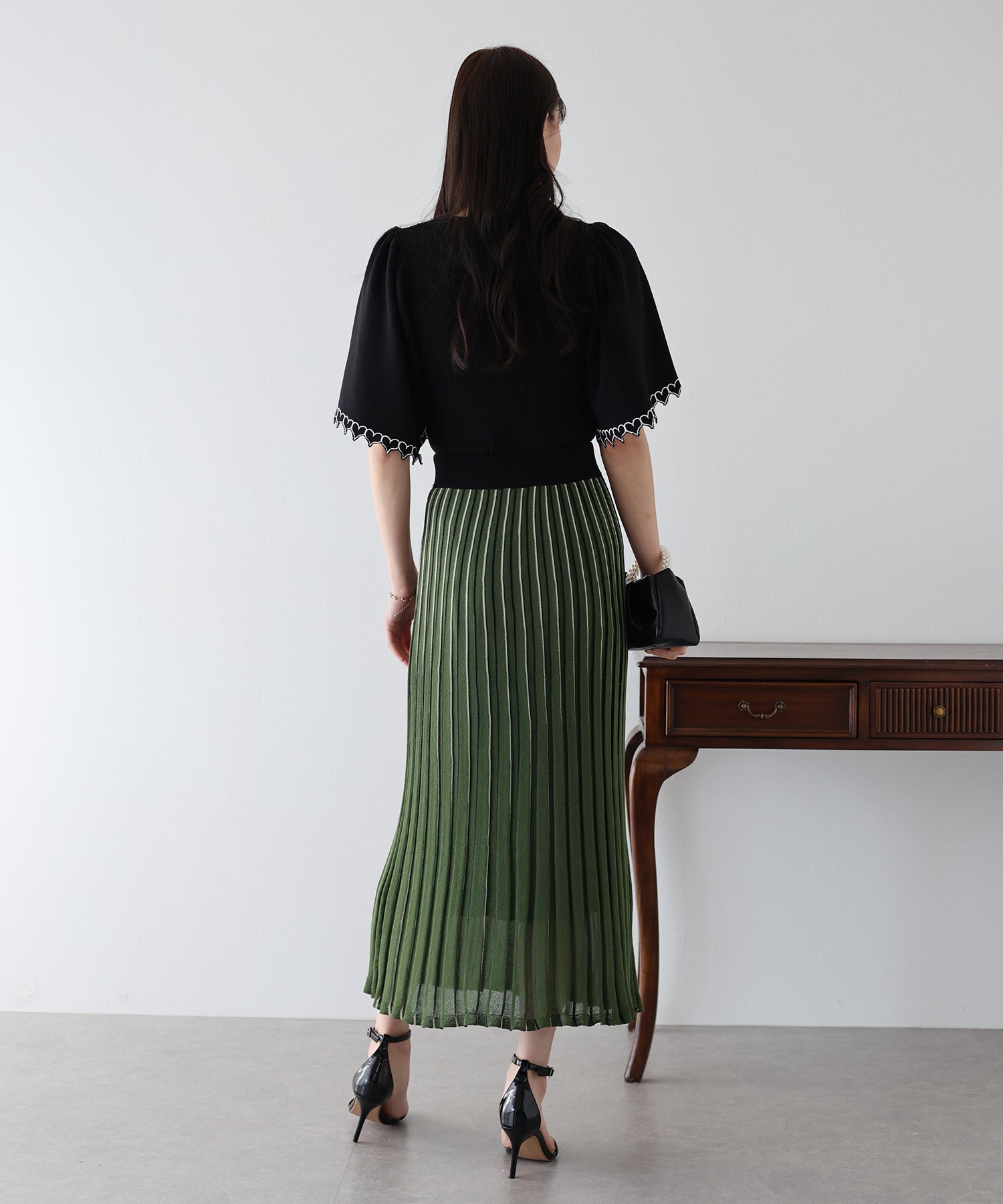 【SALE】シアーストライプニットスカート