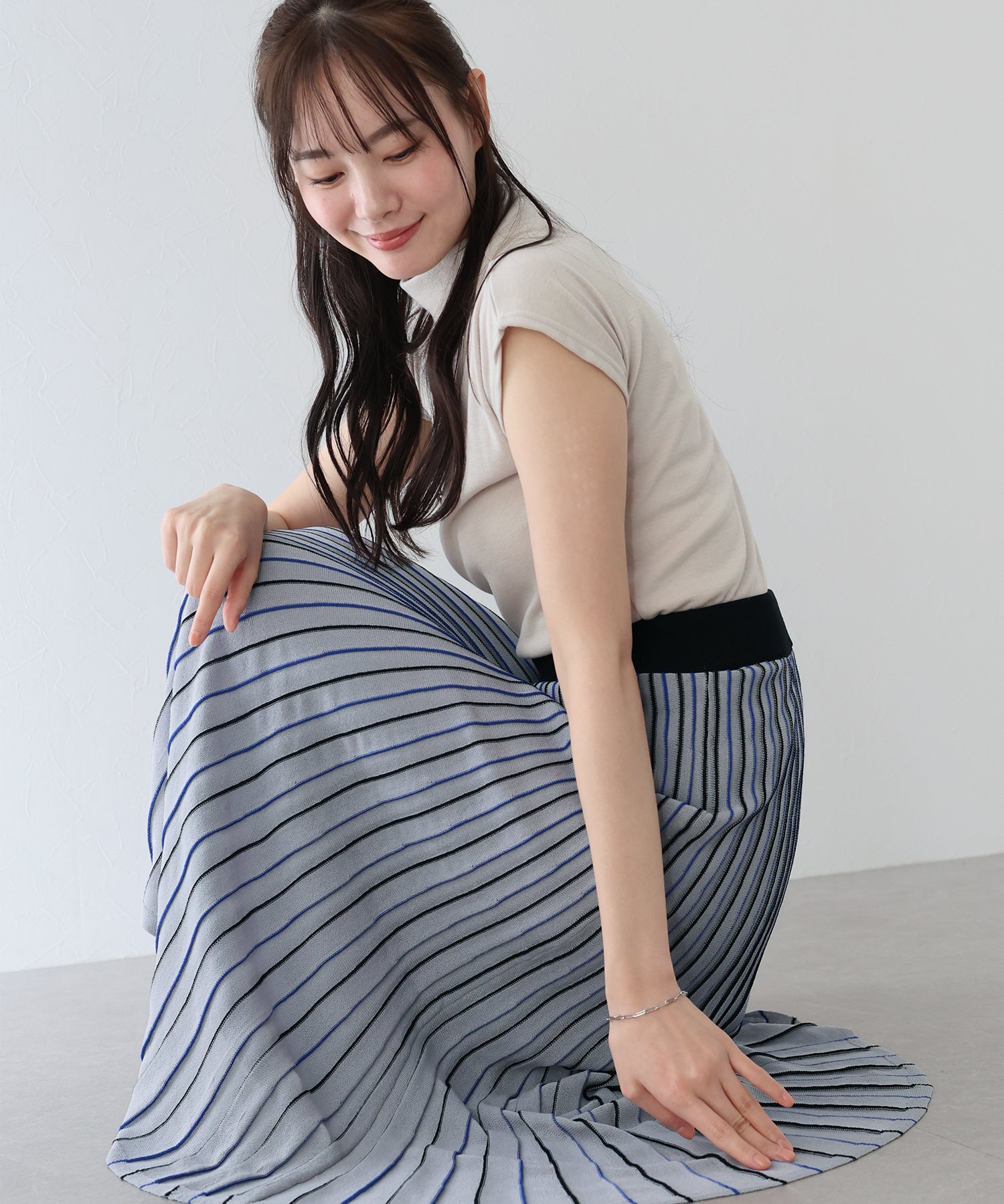 【SALE】シアーストライプニットスカート