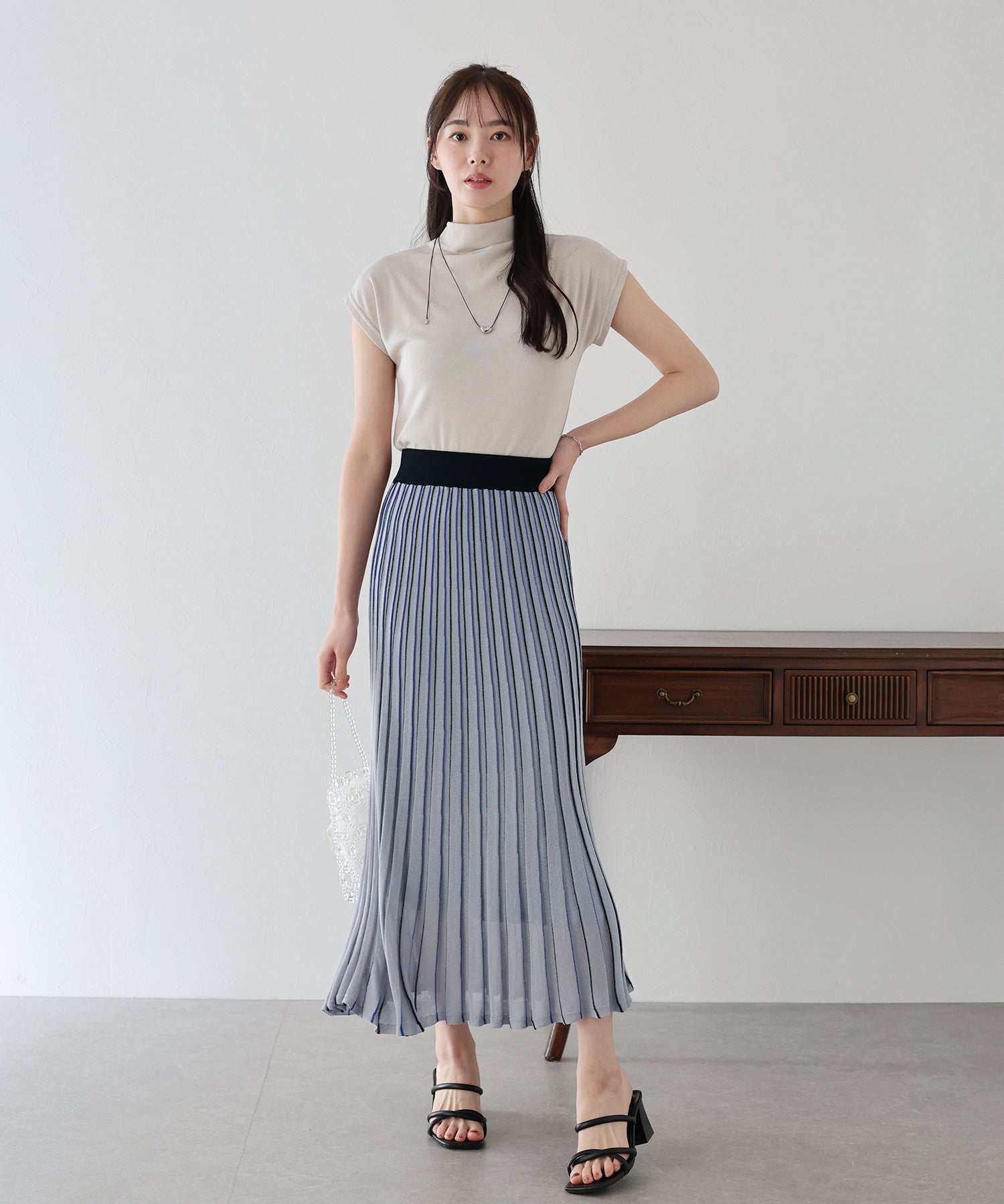 【SALE】シアーストライプニットスカート