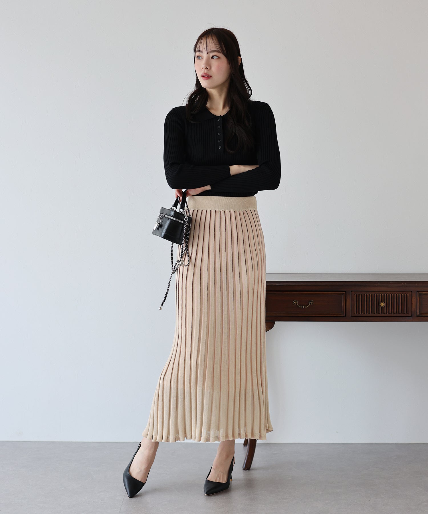 【SALE】シアーストライプニットスカート