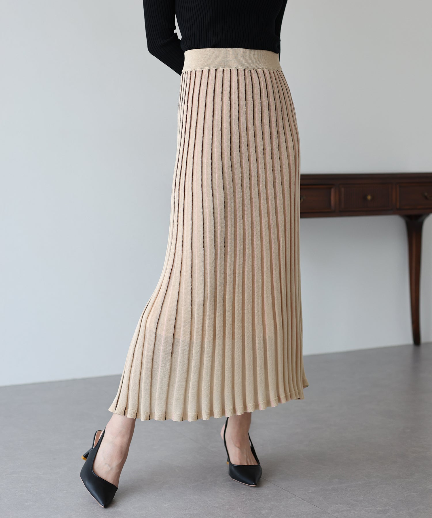 【SALE】シアーストライプニットスカート