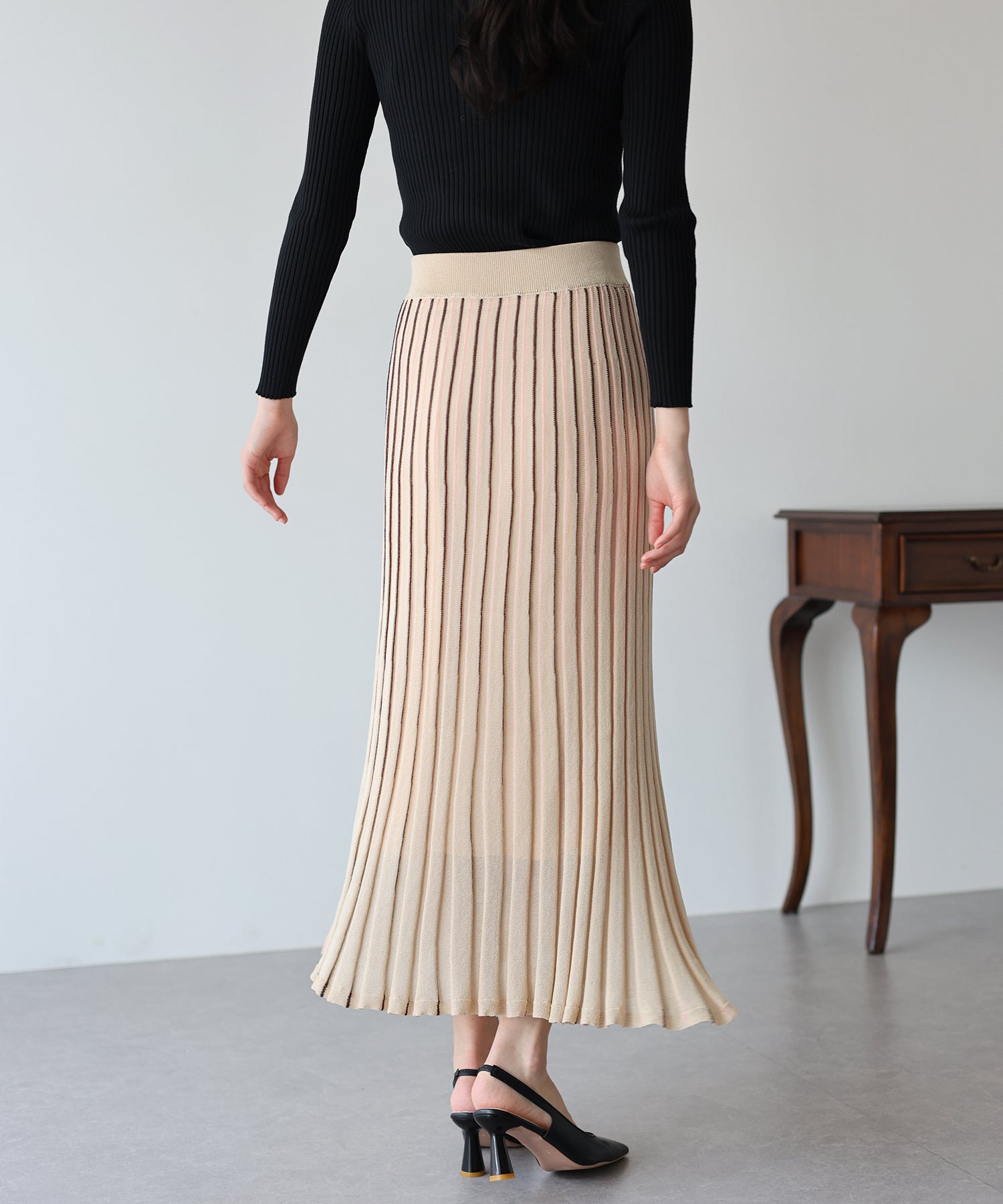 【SALE】シアーストライプニットスカート
