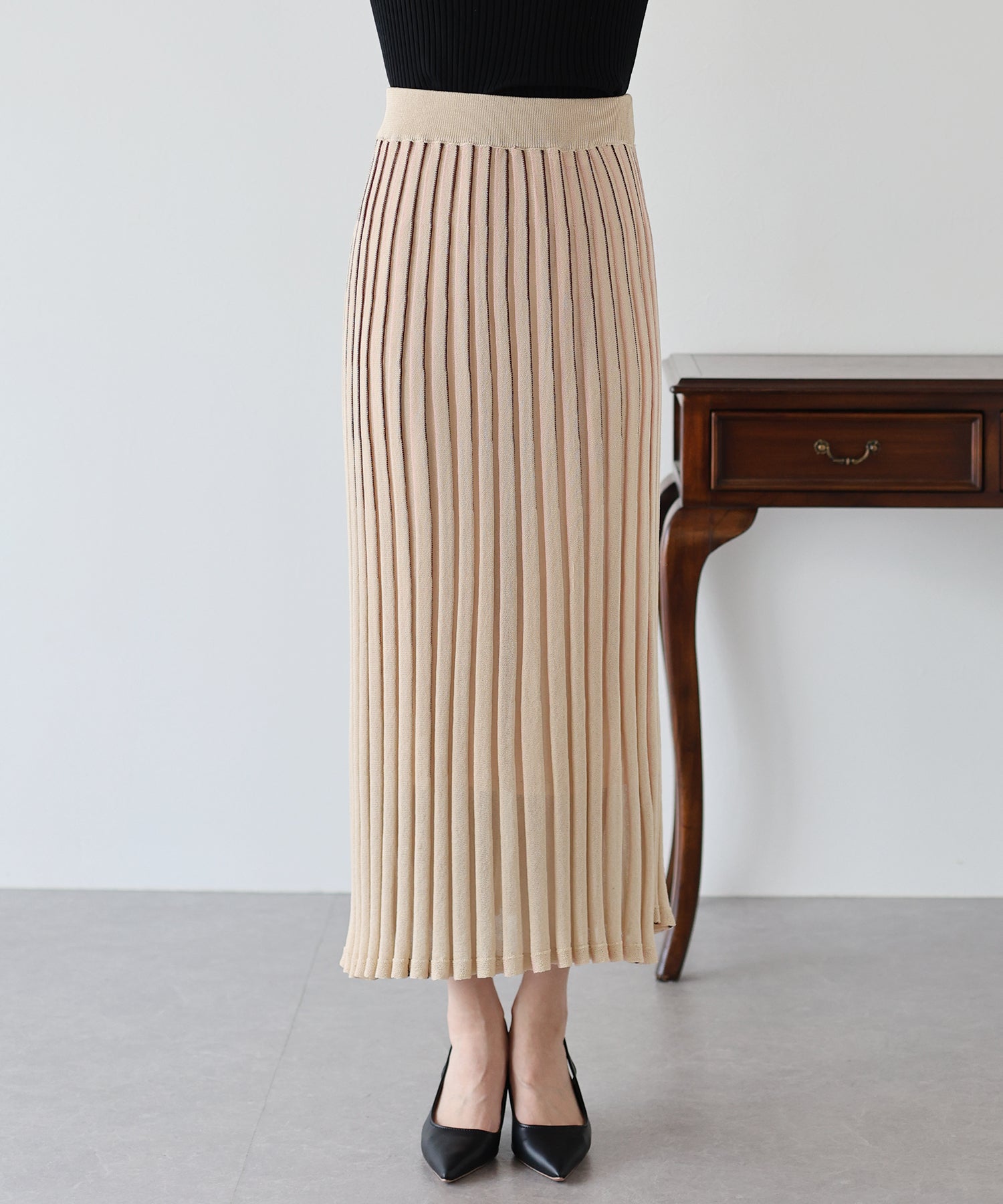 【SALE】シアーストライプニットスカート