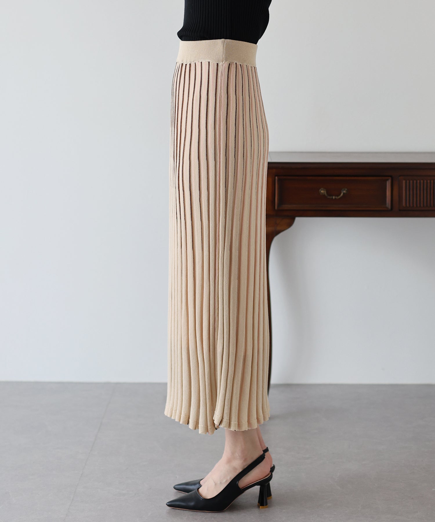 【SALE】シアーストライプニットスカート