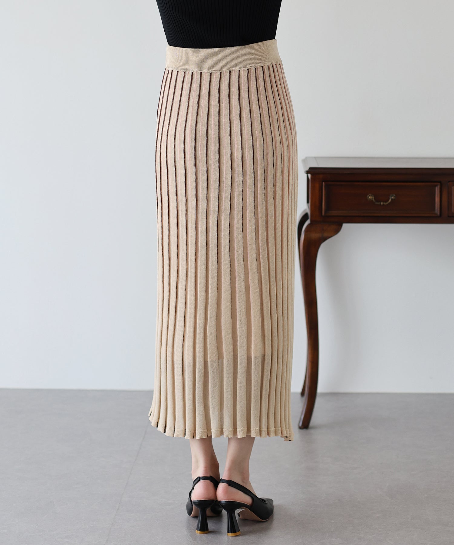 【SALE】シアーストライプニットスカート