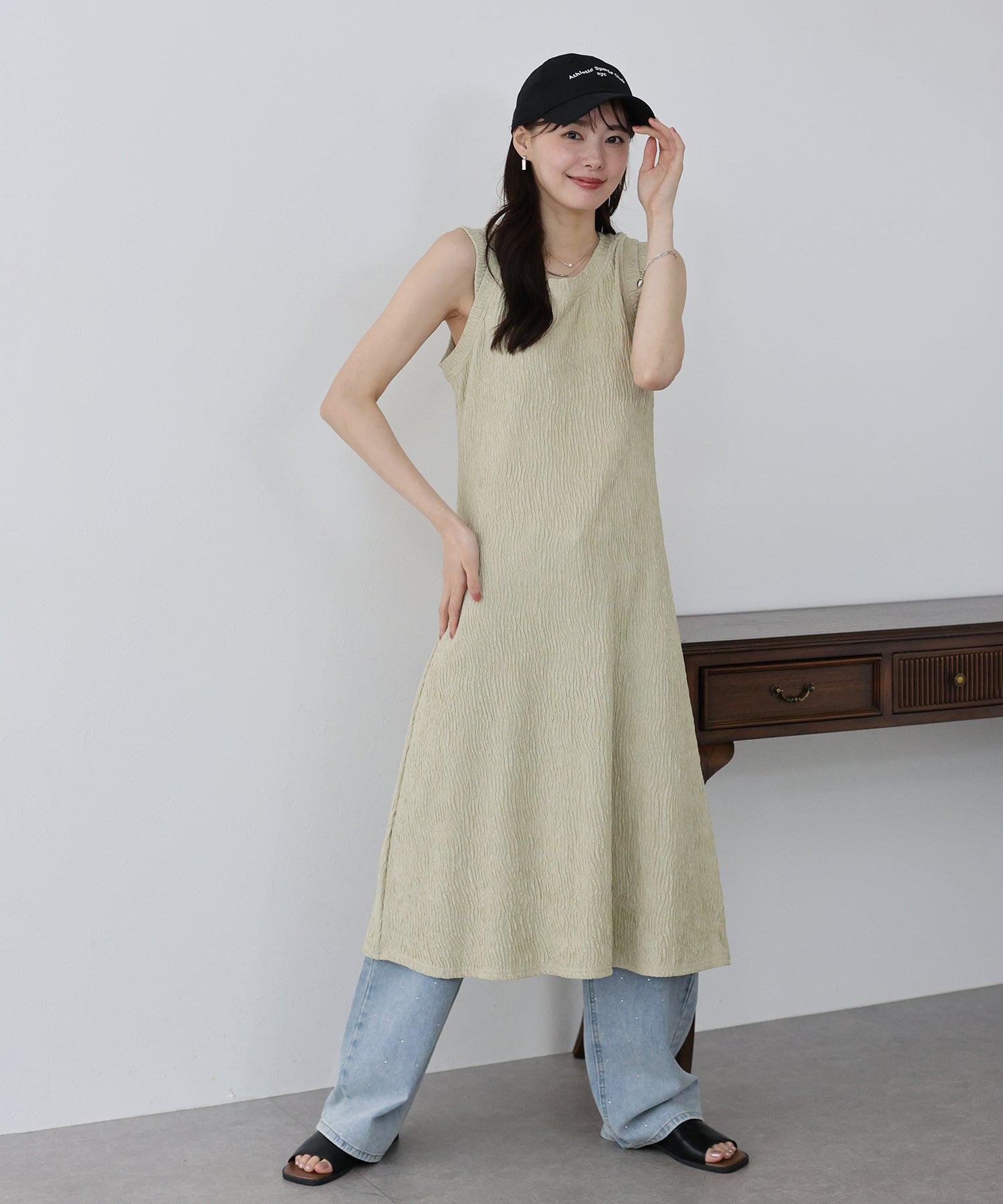 【SALE】フレンチスリーブプリーツワンピース