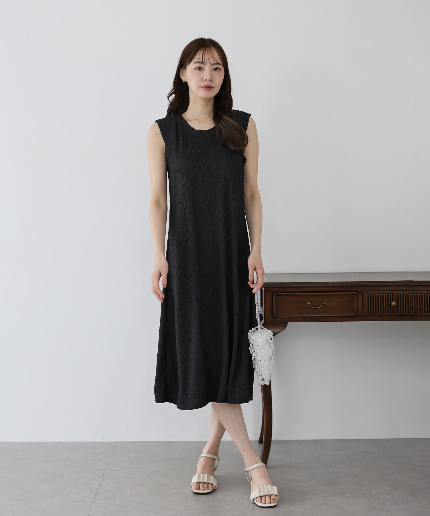 【SALE】フレンチスリーブプリーツワンピース