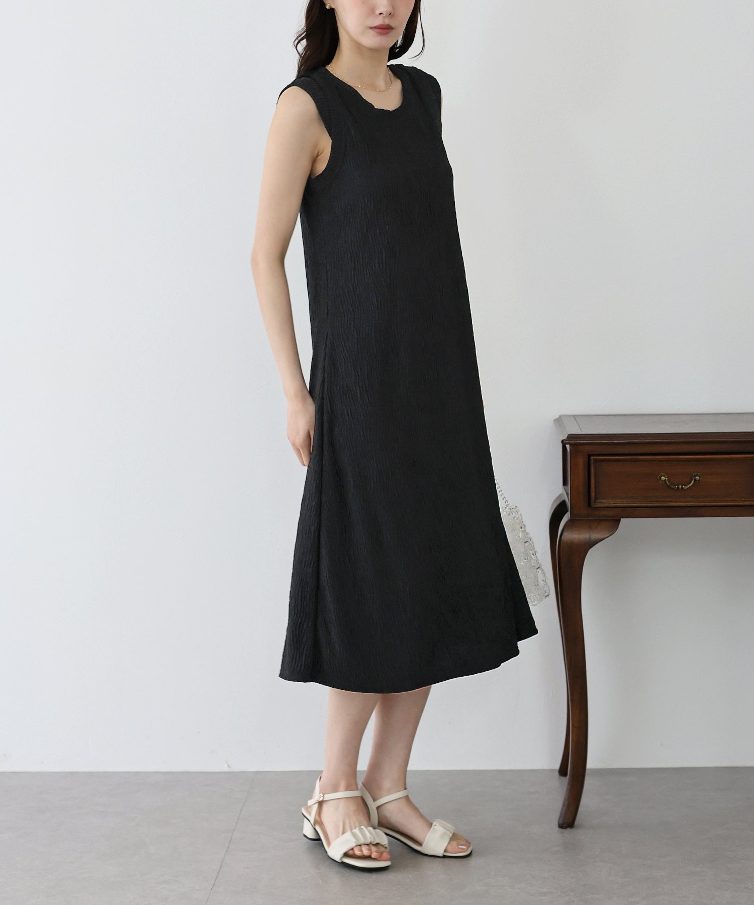 【SALE】フレンチスリーブプリーツワンピース