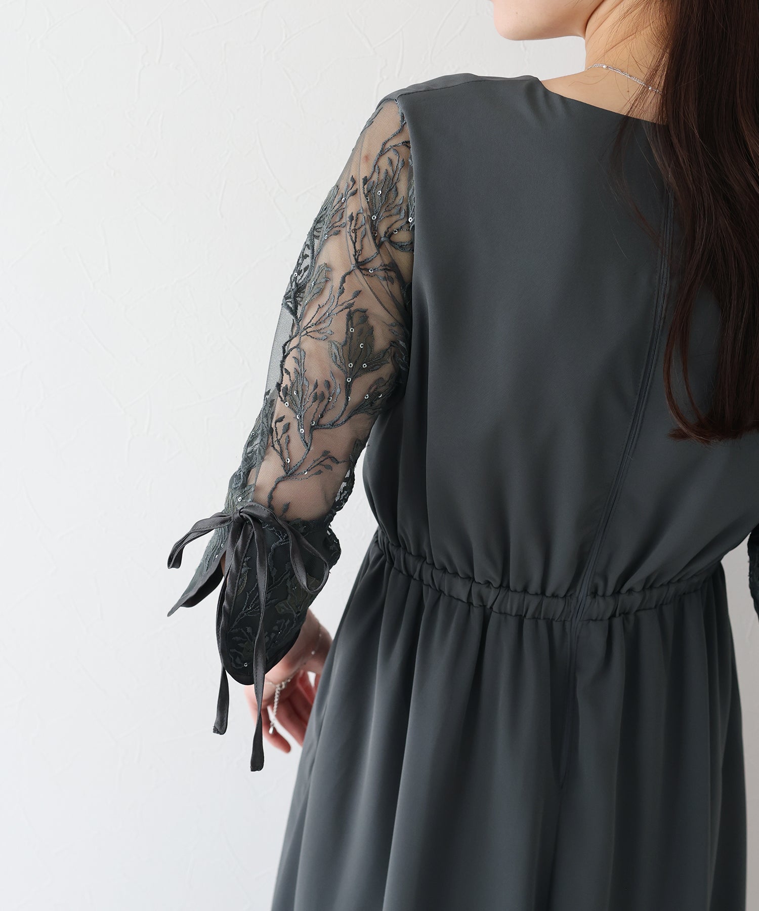 【SALE】フラワー刺繍カシュクールドレス