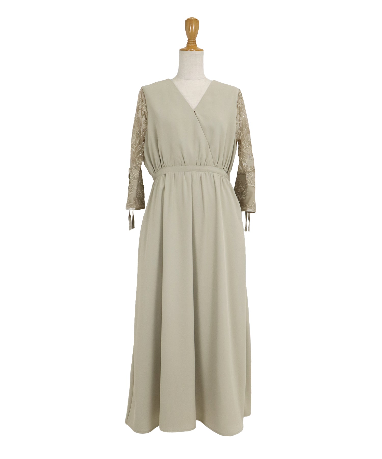 【SALE】フラワー刺繍カシュクールドレス