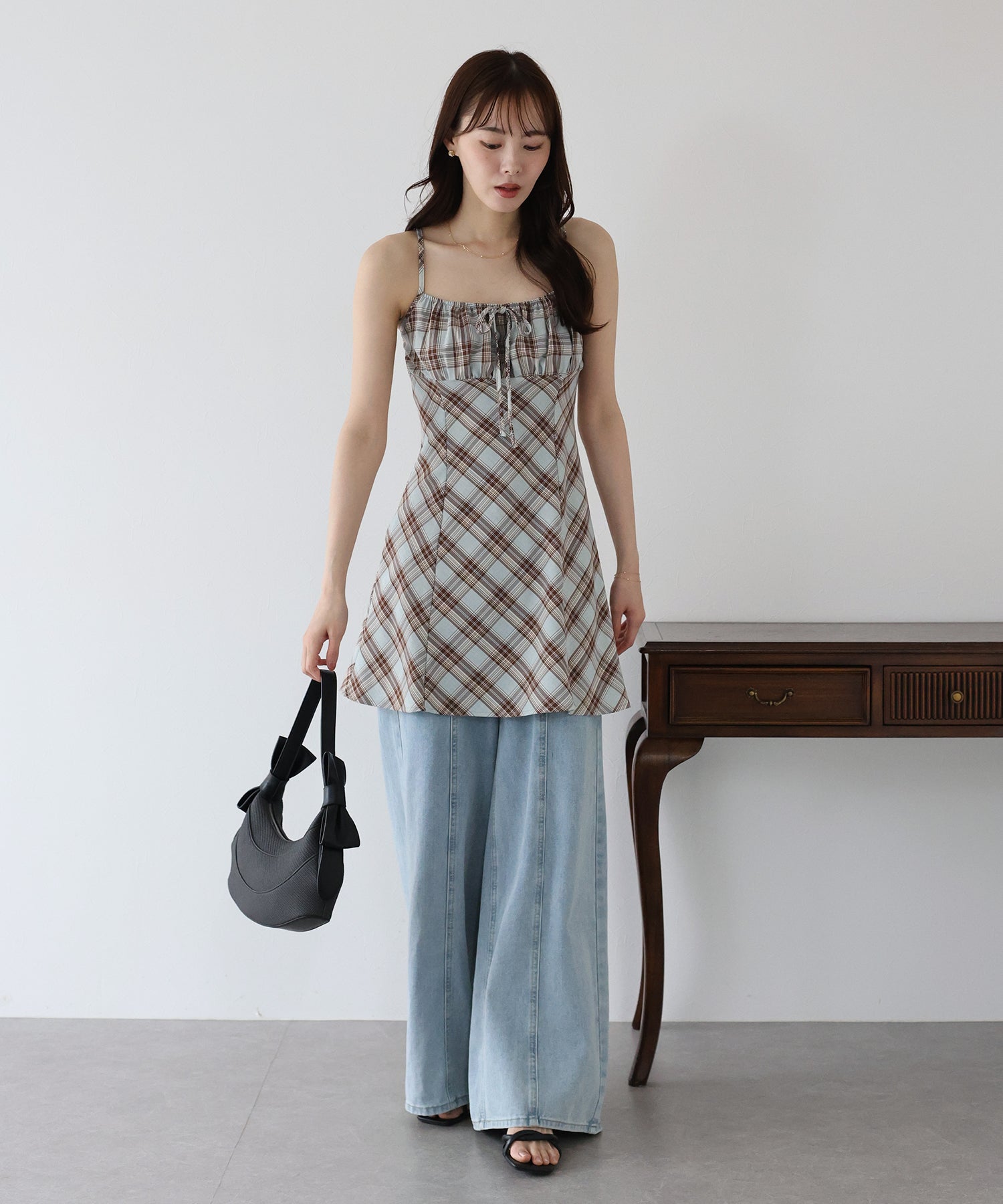 【SALE】チェックキャミワンピース