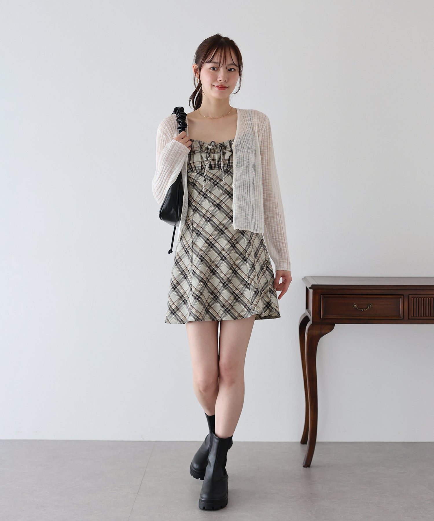 【SALE】チェックキャミワンピース