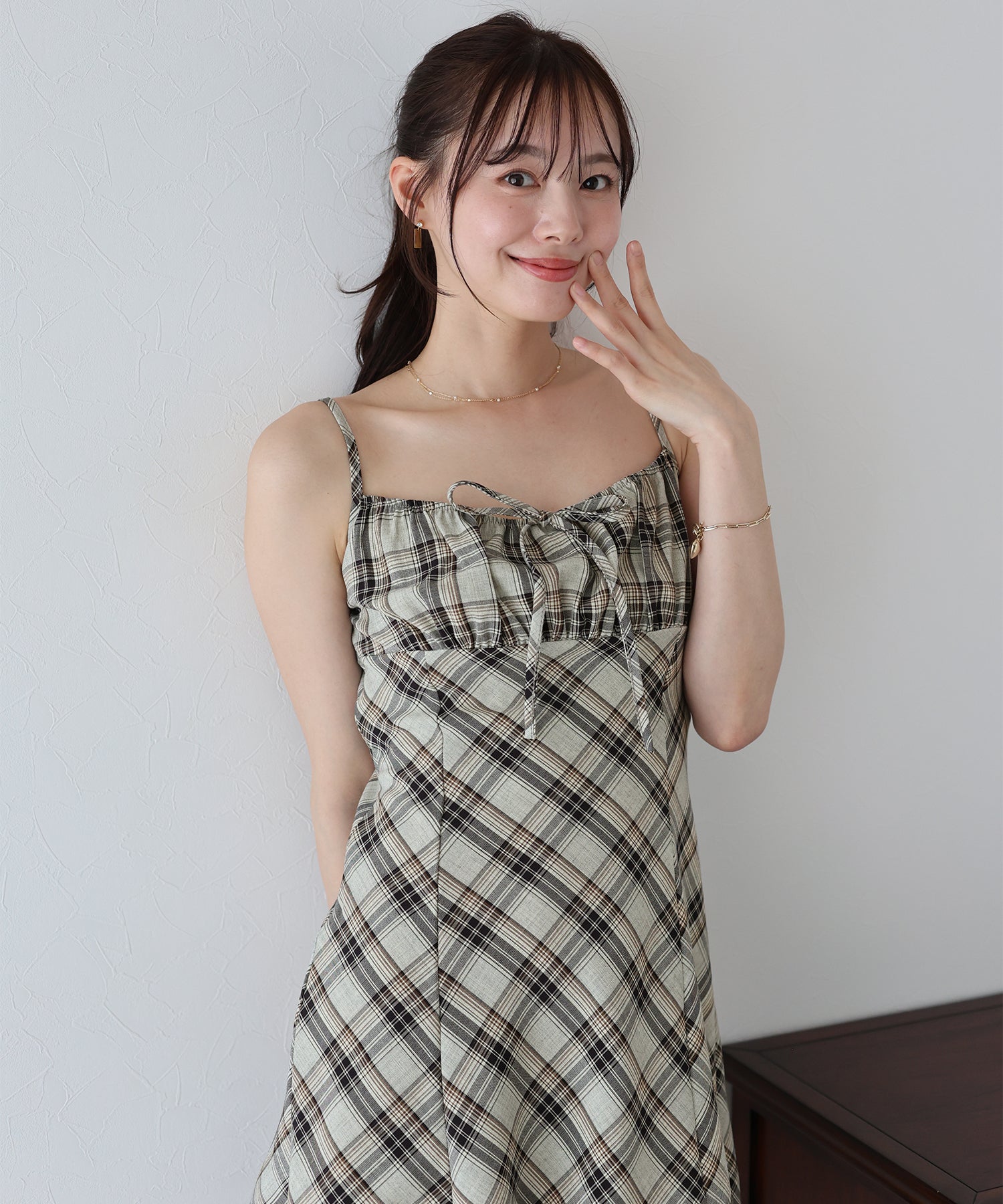 【SALE】チェックキャミワンピース