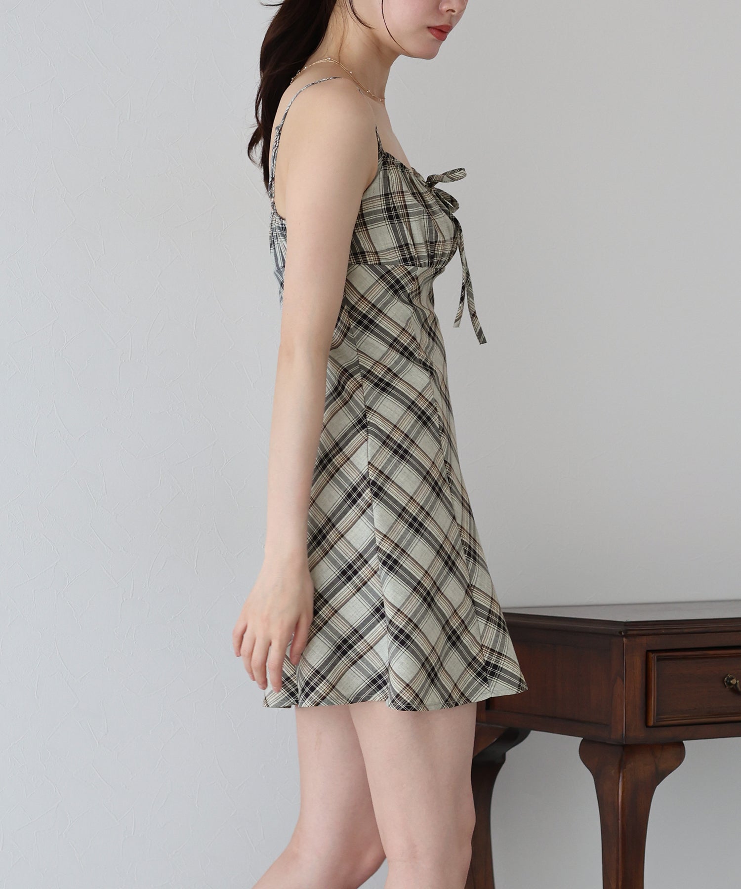 【SALE】チェックキャミワンピース