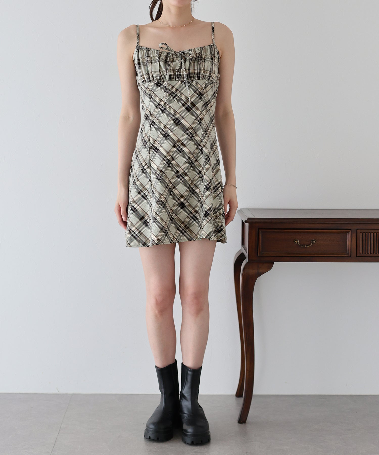【SALE】チェックキャミワンピース
