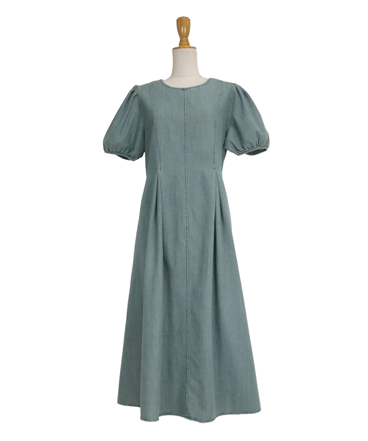 パフスリーブデニムワンピース