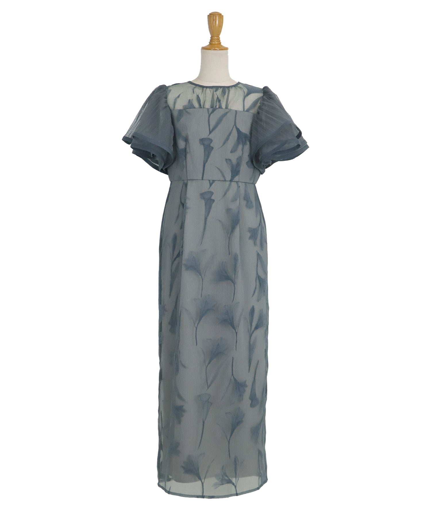 【TIME SALE】フリルスリーブフロッキードレス