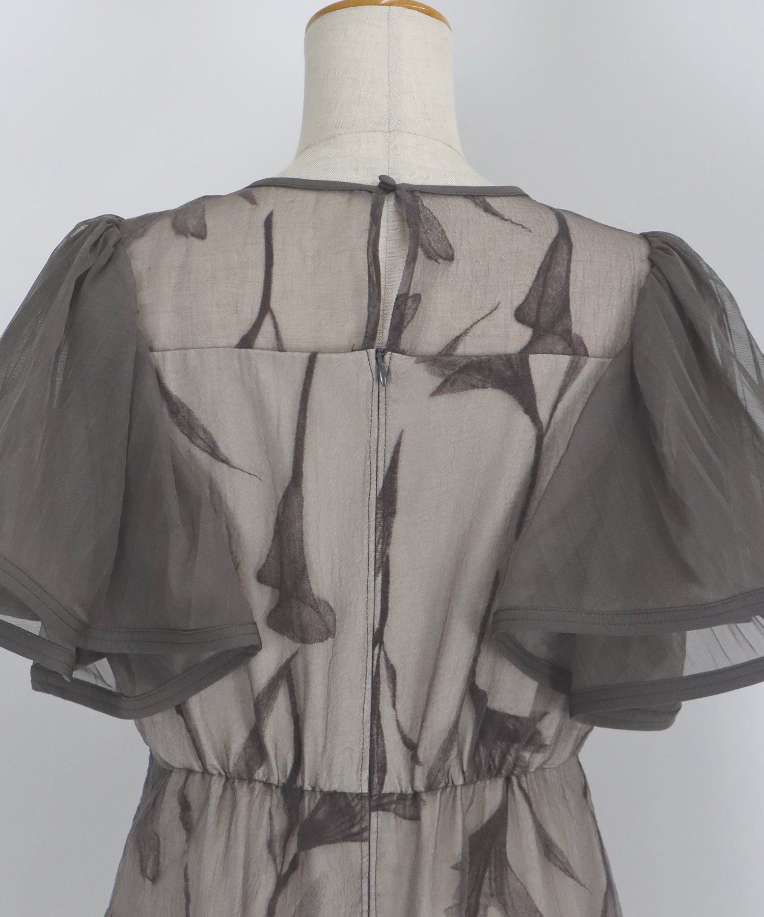 【TIME SALE】フリルスリーブフロッキードレス