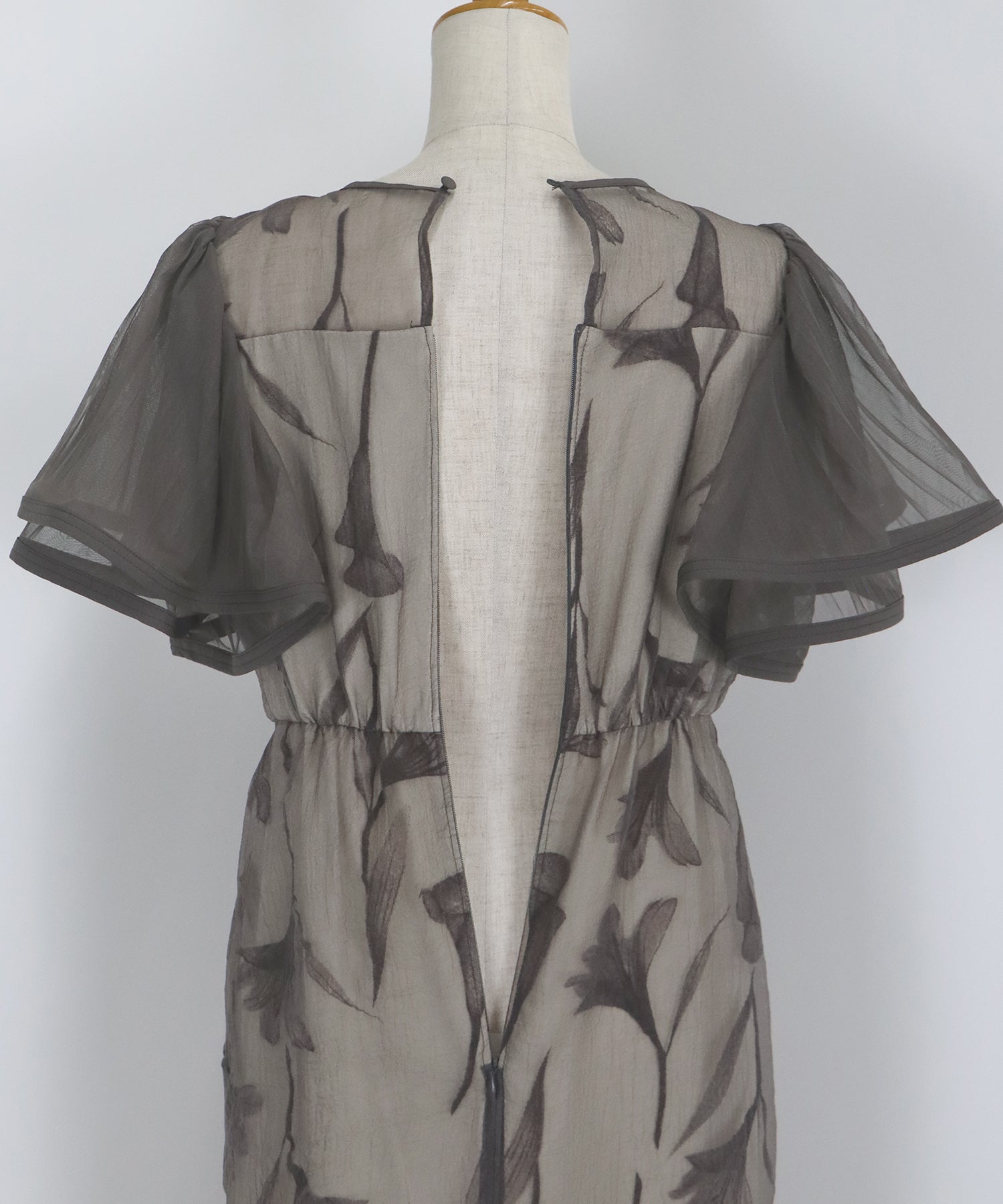 【TIME SALE】フリルスリーブフロッキードレス