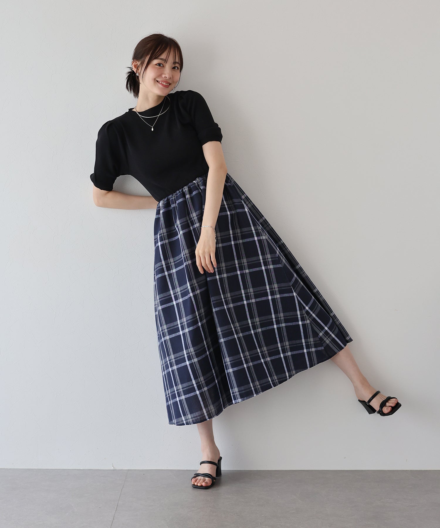 【SALE】チェックドッキングワンピース