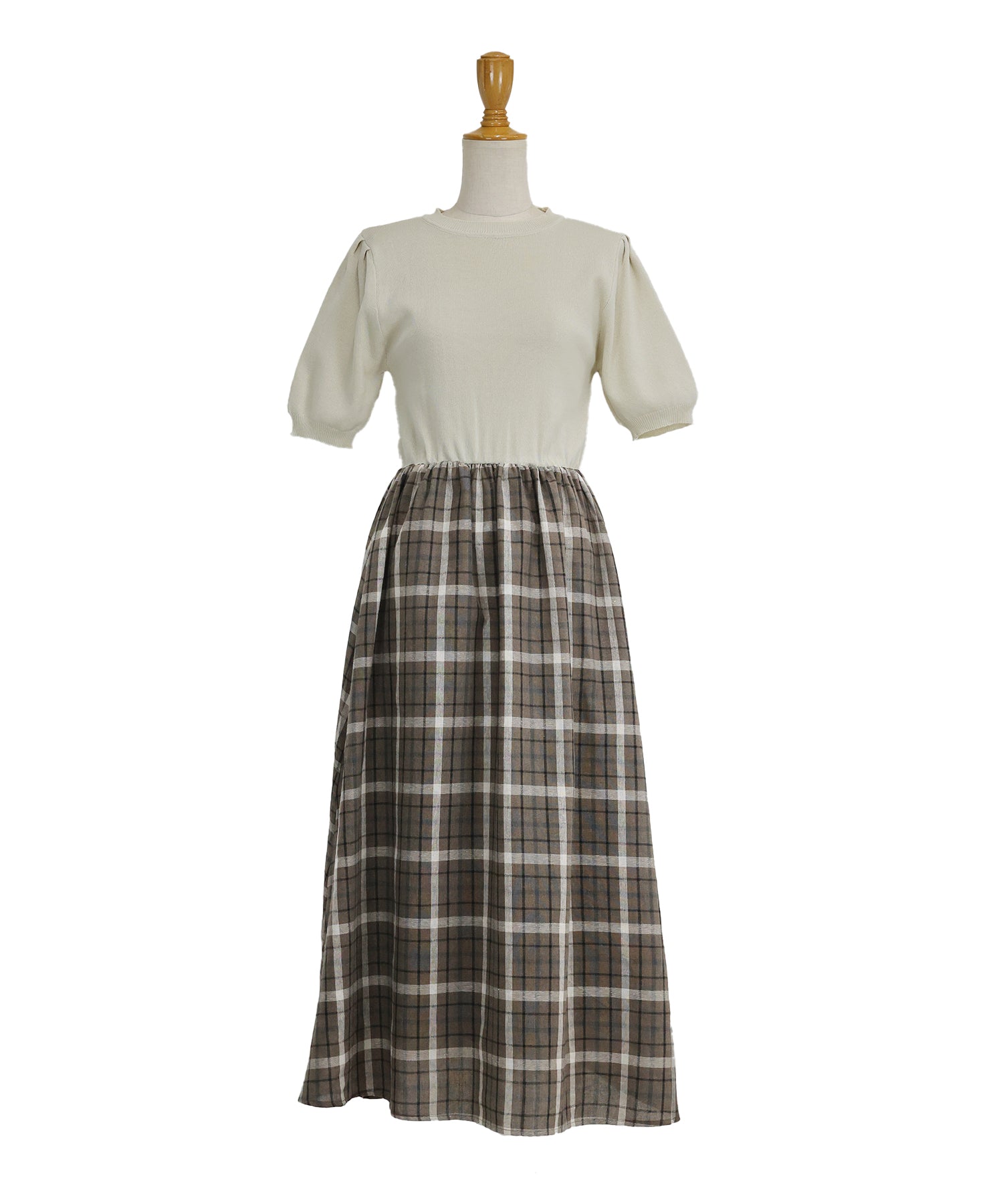 【SALE】チェックドッキングワンピース