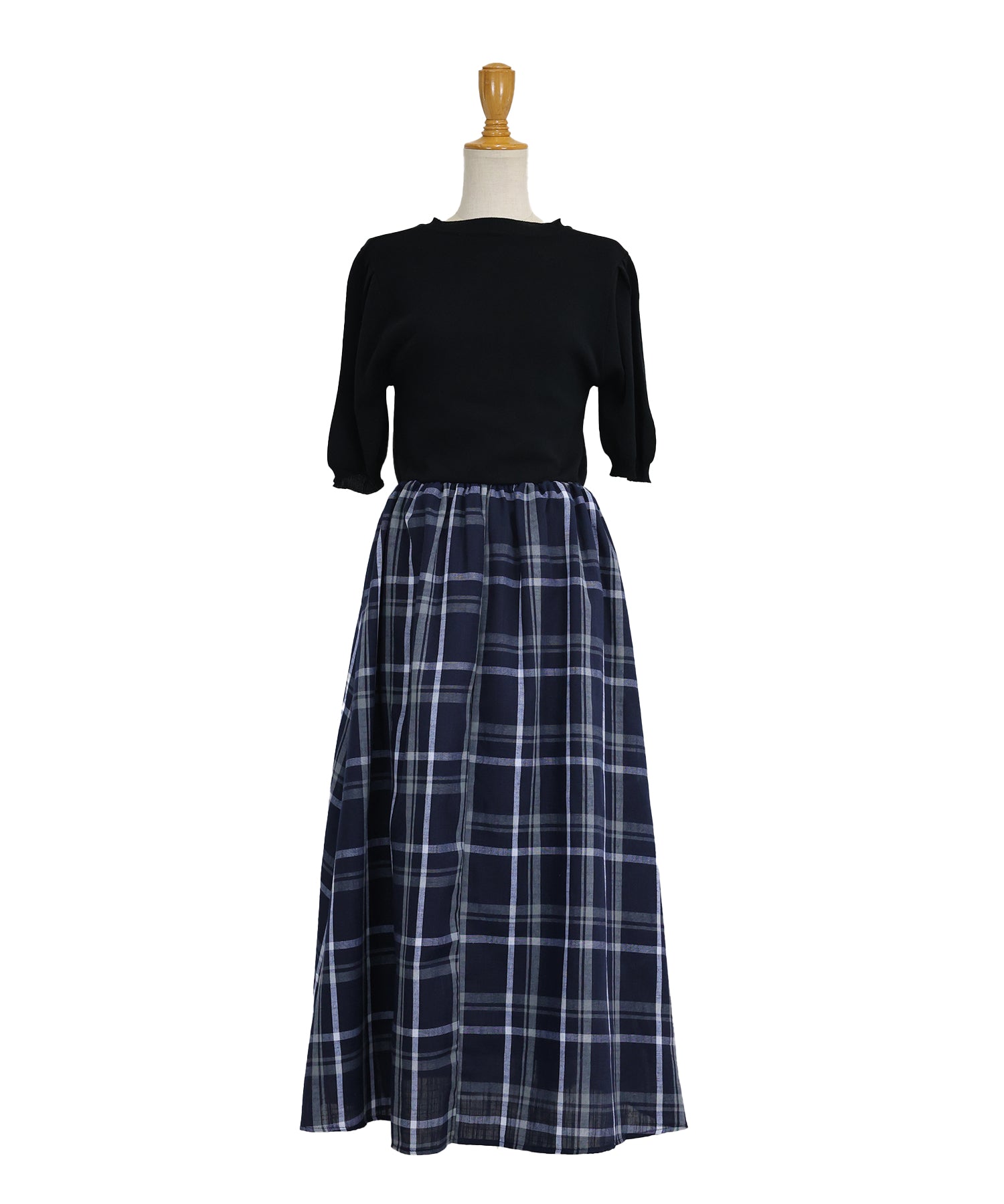 【SALE】チェックドッキングワンピース