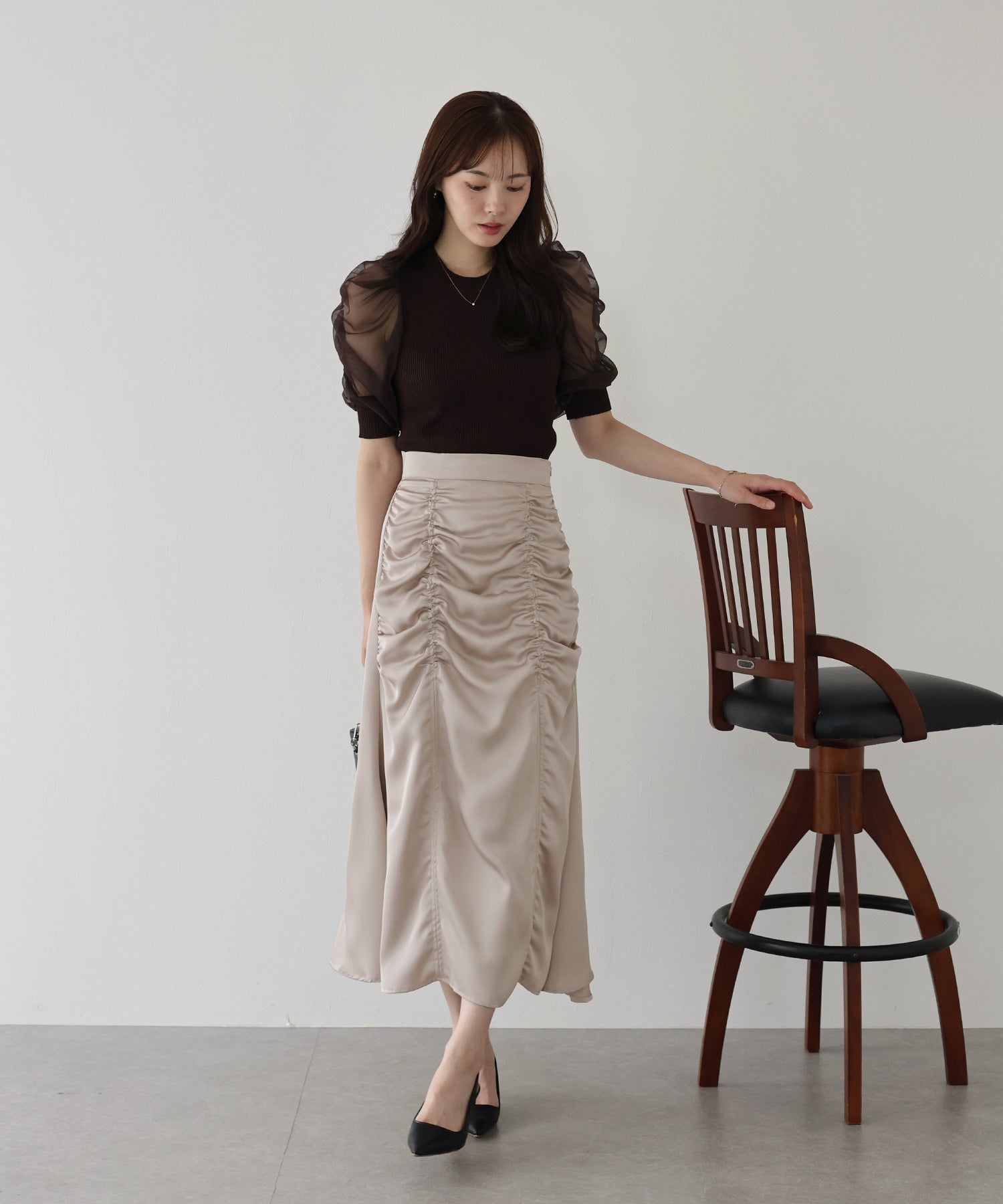 【TIME SALE】サテンギャザースカート