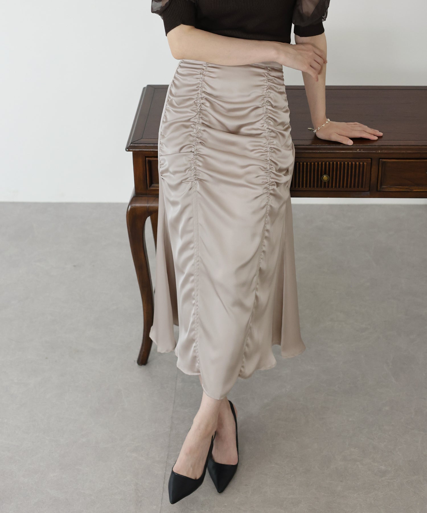 【TIME SALE】サテンギャザースカート