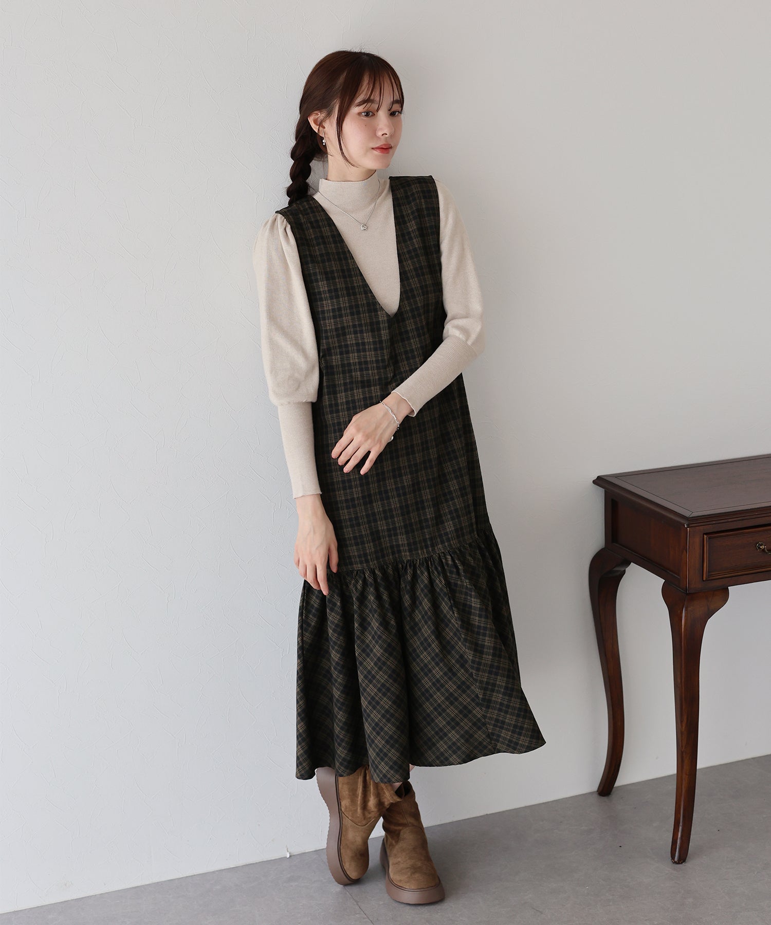 【TIME SALE】チェックジャンパースカート