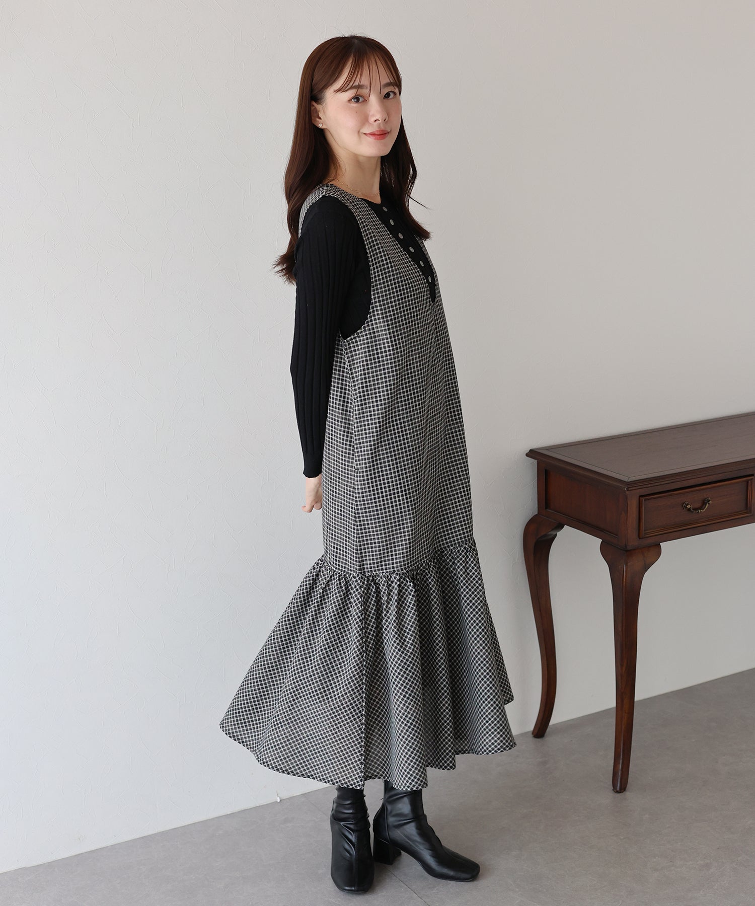 【TIME SALE】チェックジャンパースカート