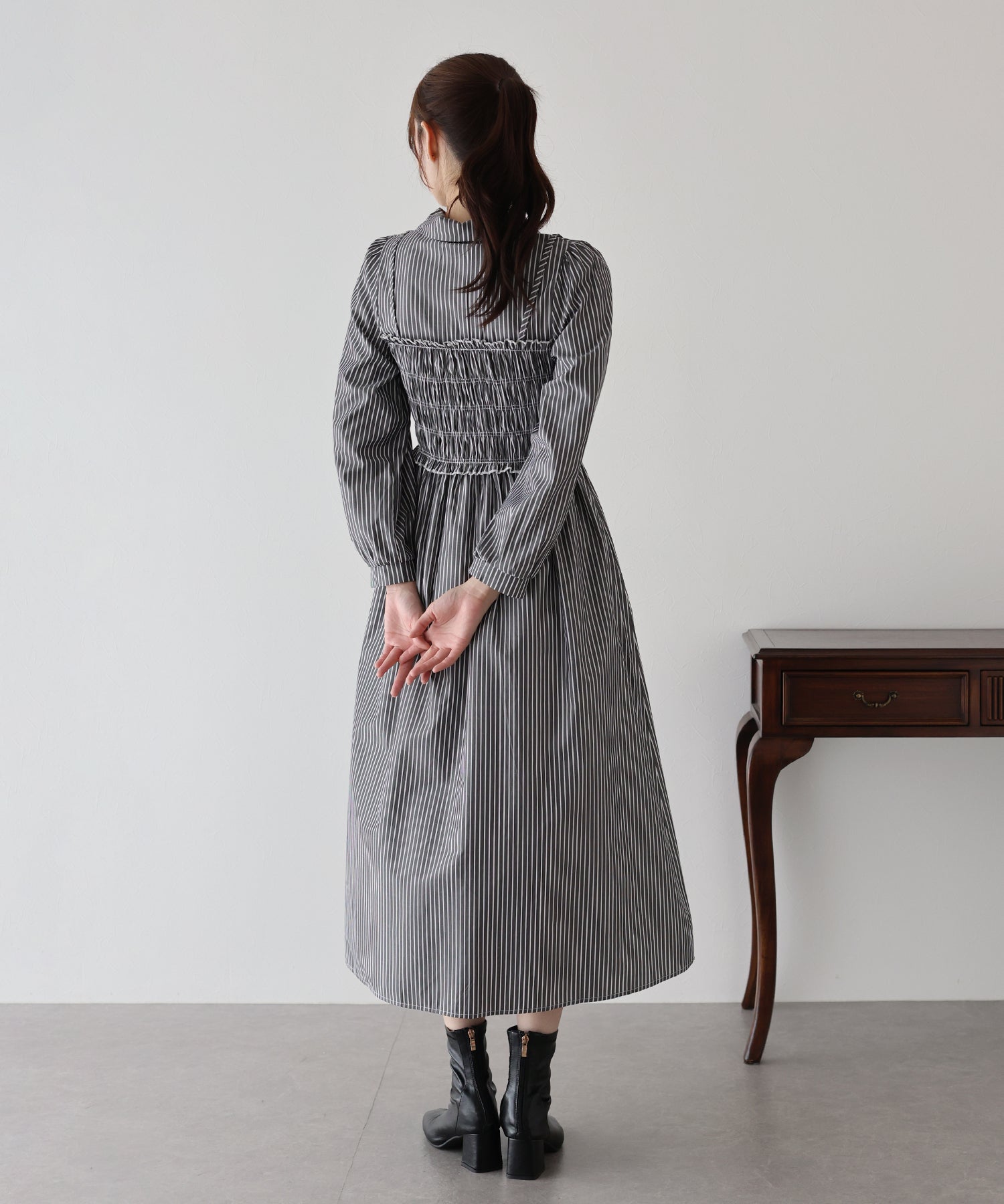 【TIME SALE】シャーリングシャツワンピース