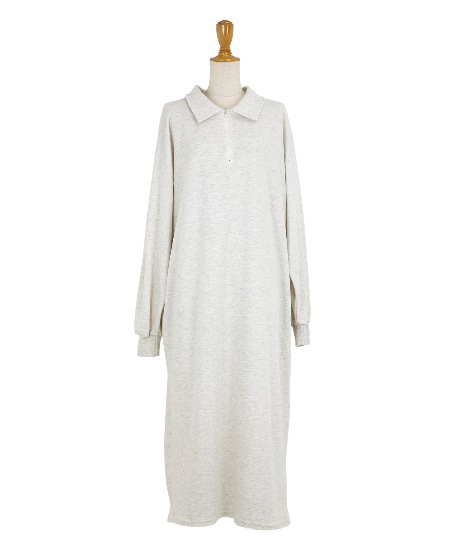 ハーフジップスウェットワンピース