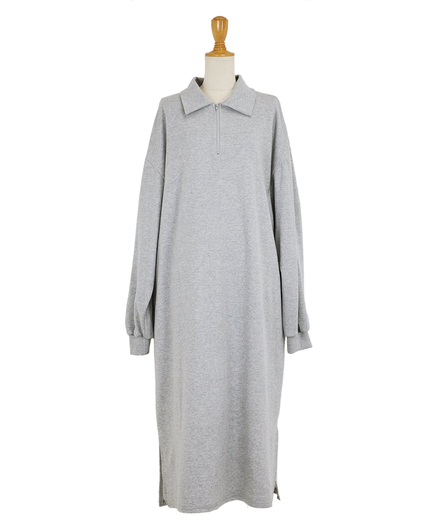 ハーフジップスウェットワンピース