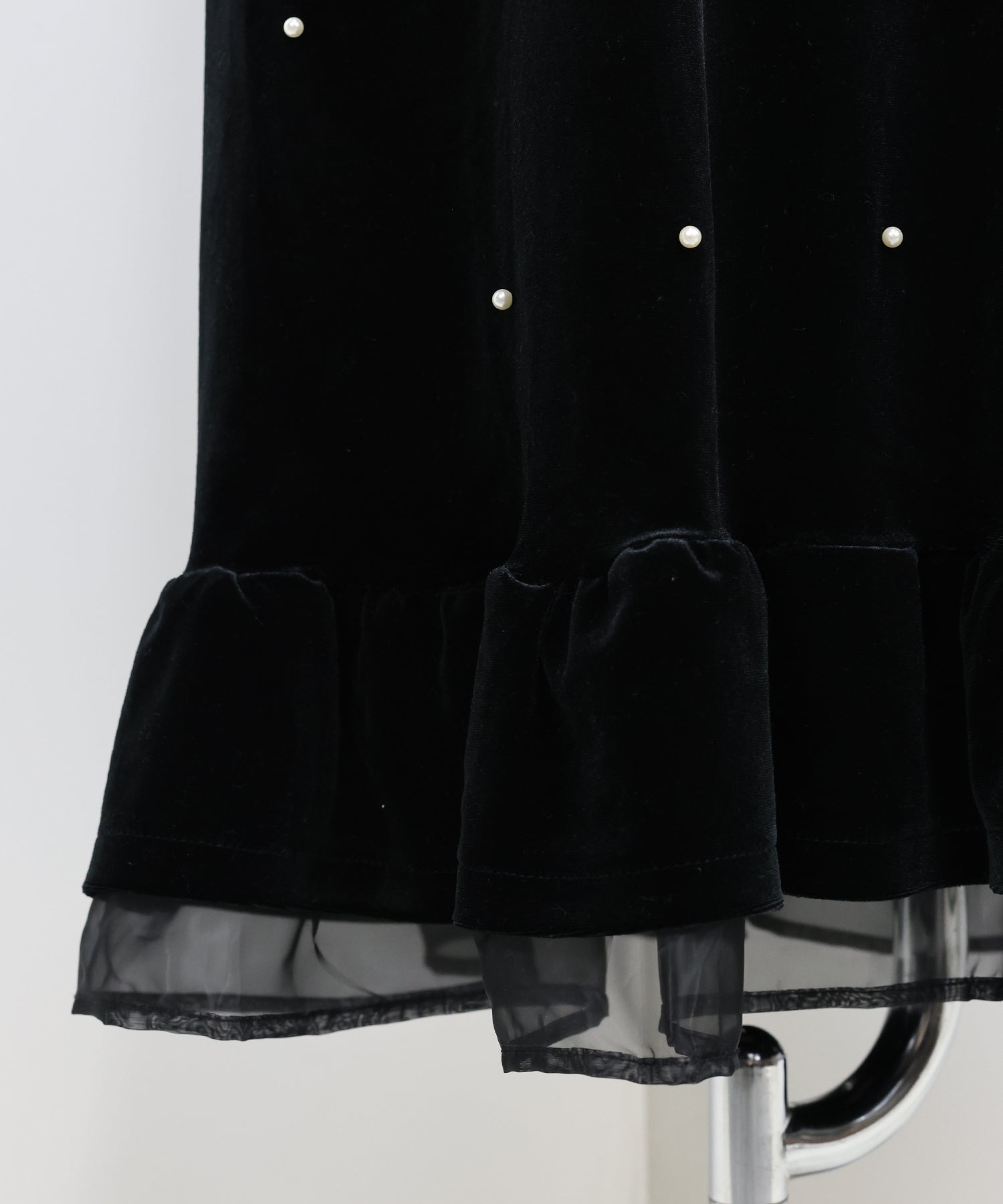 パール付きベロアワンピース