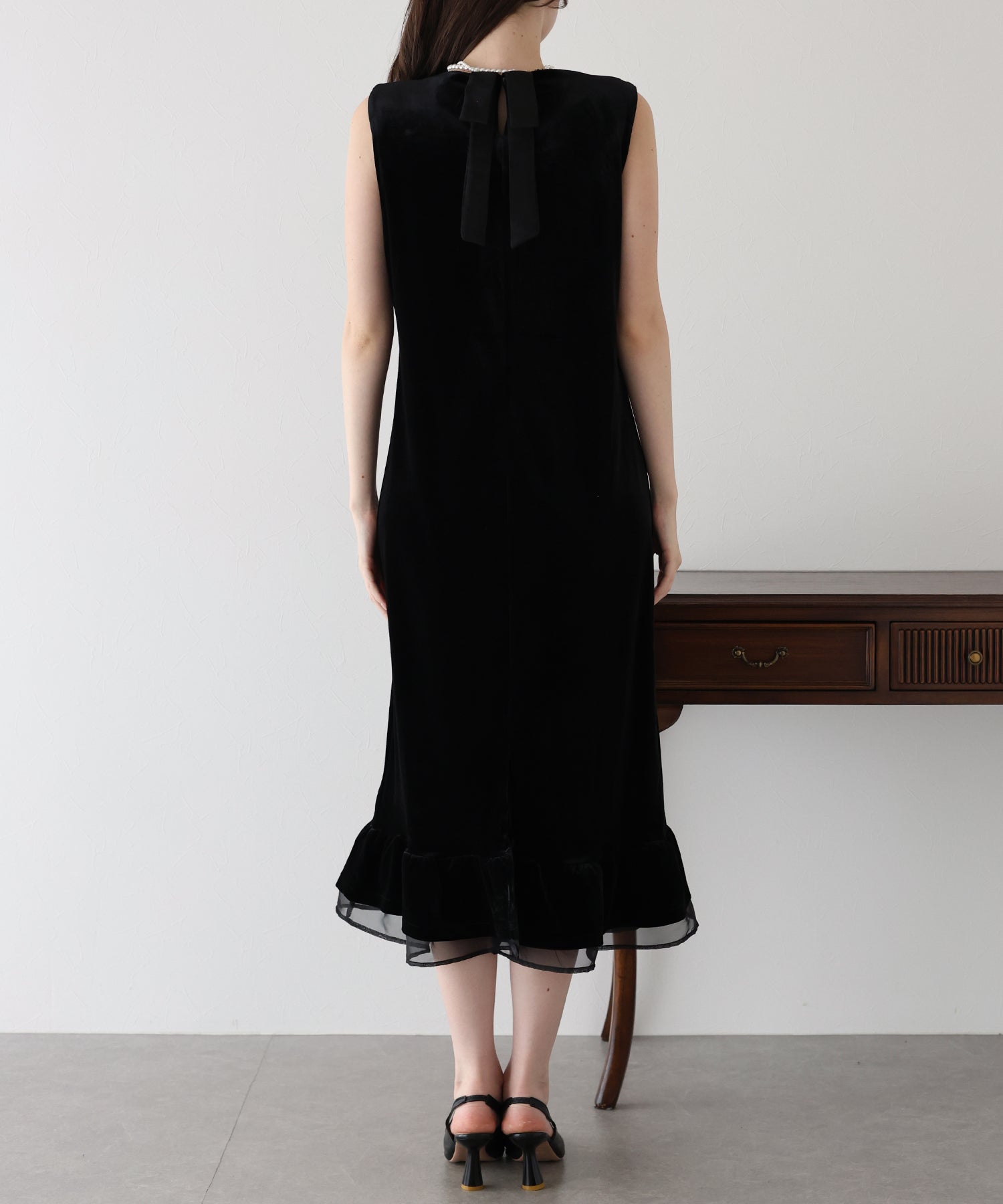 パール付きベロアワンピース