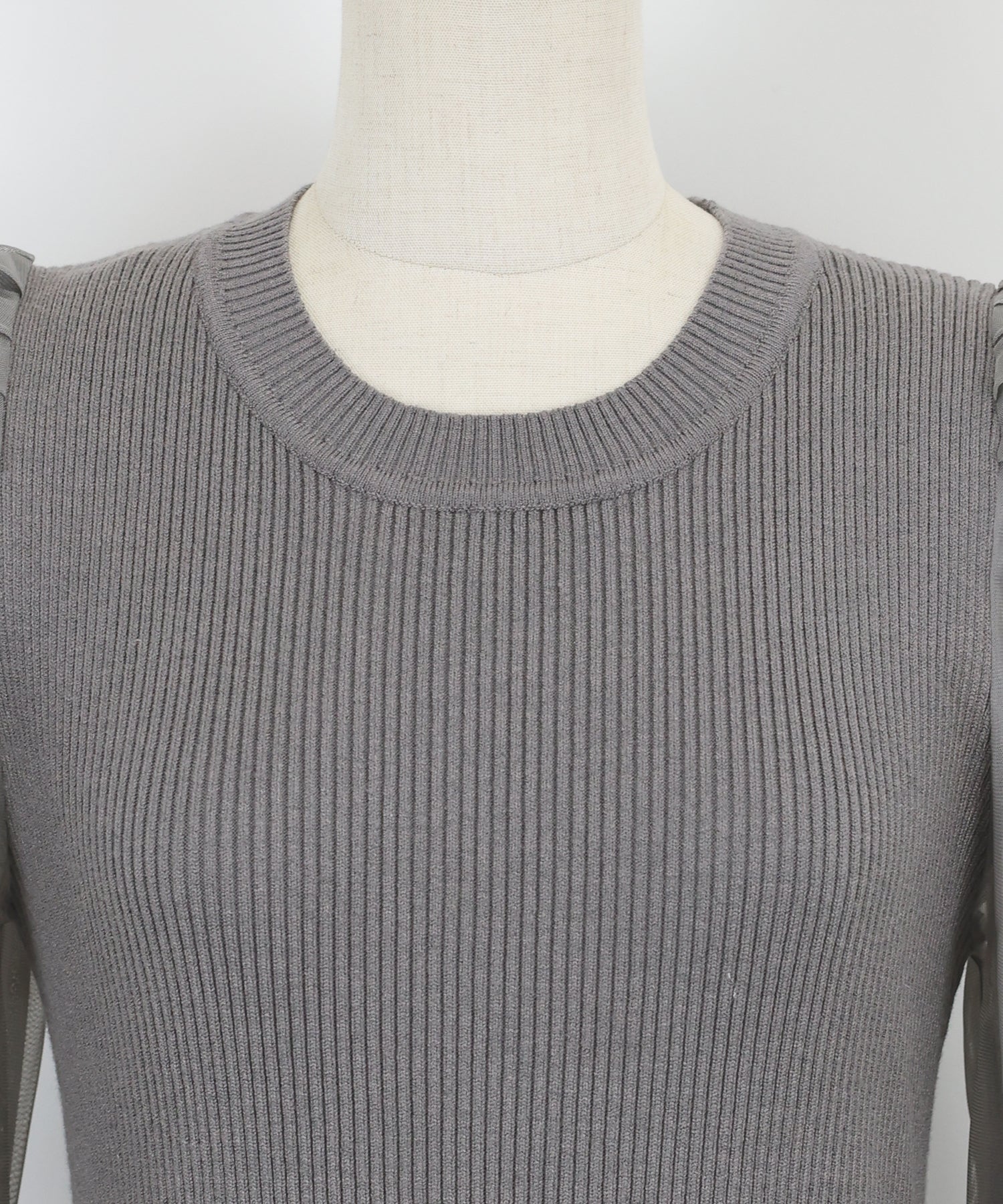 【TIME SALE】チュール袖マーメイドニットワンピース