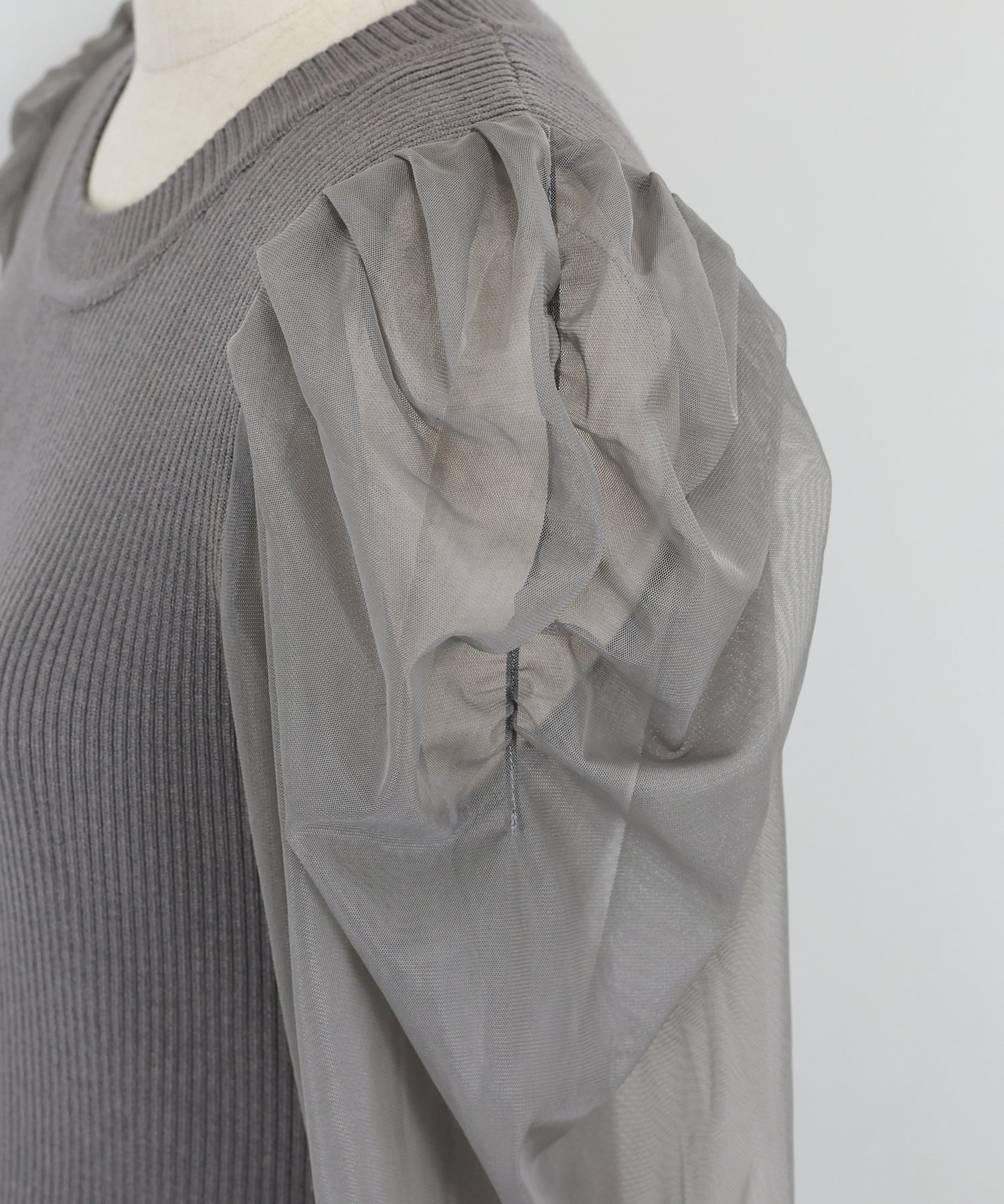 【TIME SALE】チュール袖マーメイドニットワンピース