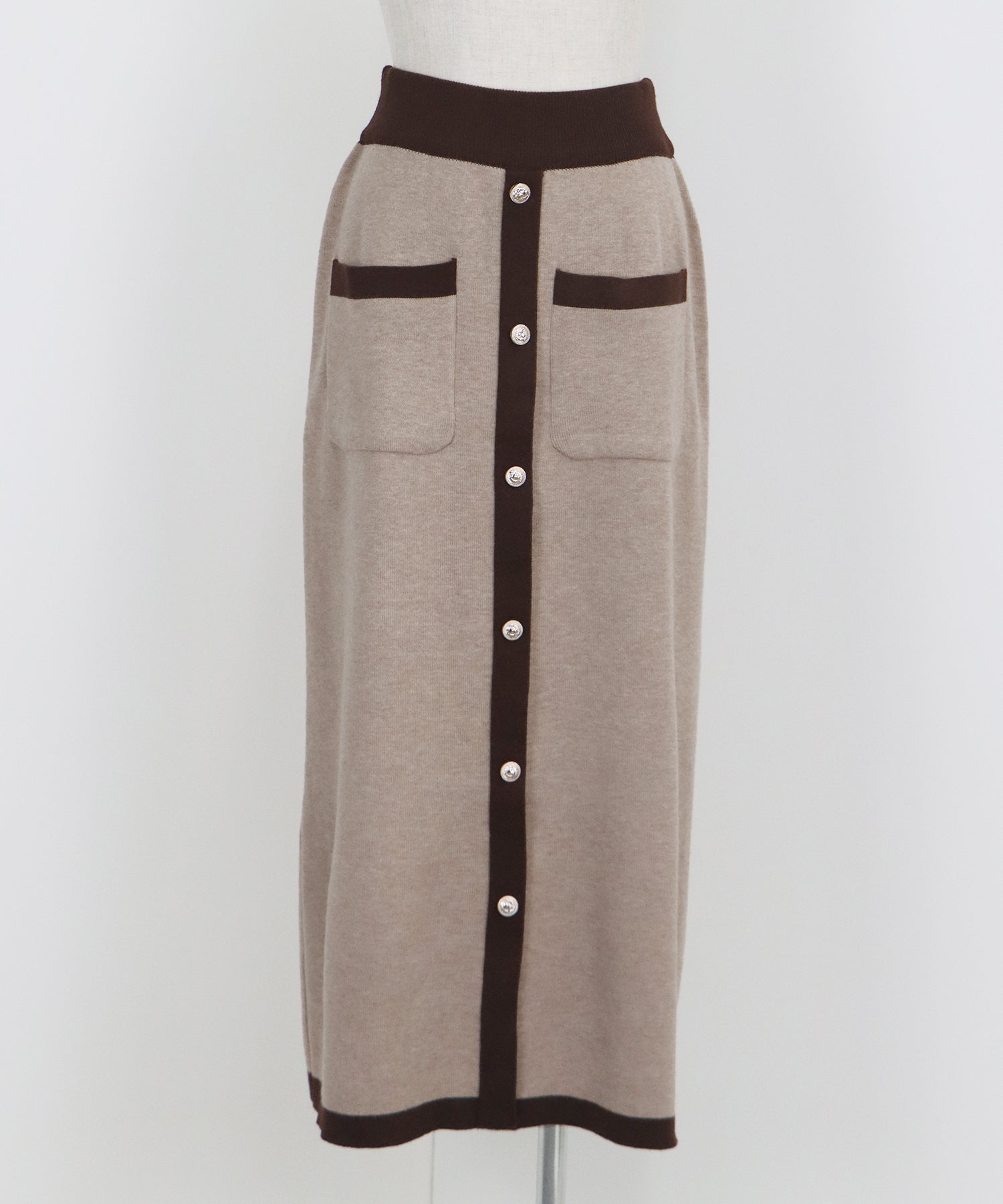 【TIME SALE】配色Vネックニット&スカート セットアップ