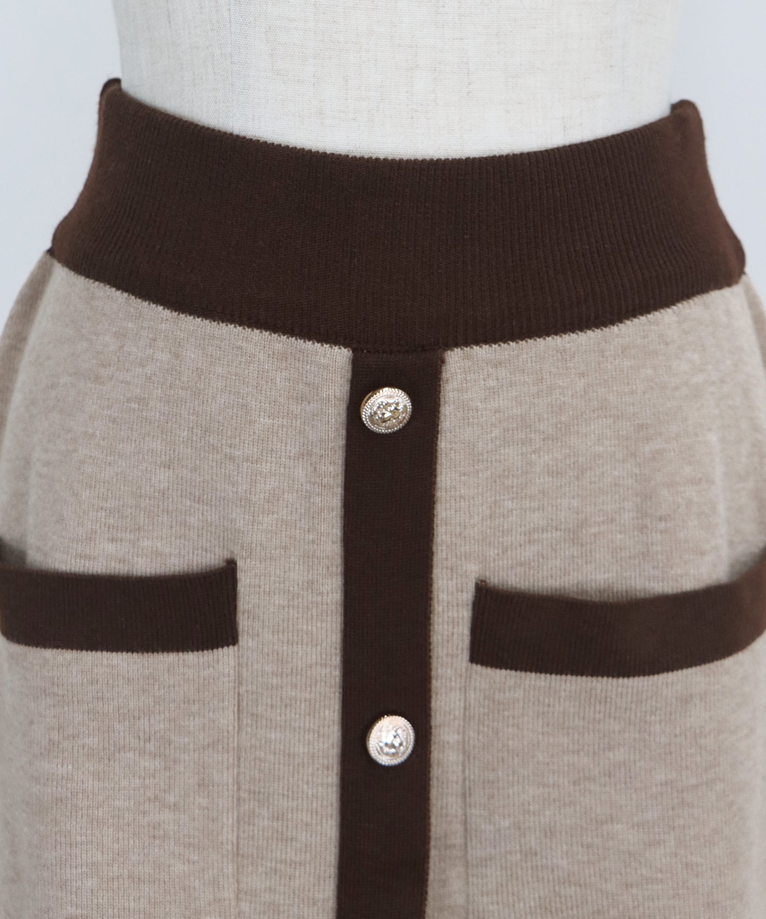 【TIME SALE】配色Vネックニット&スカート セットアップ