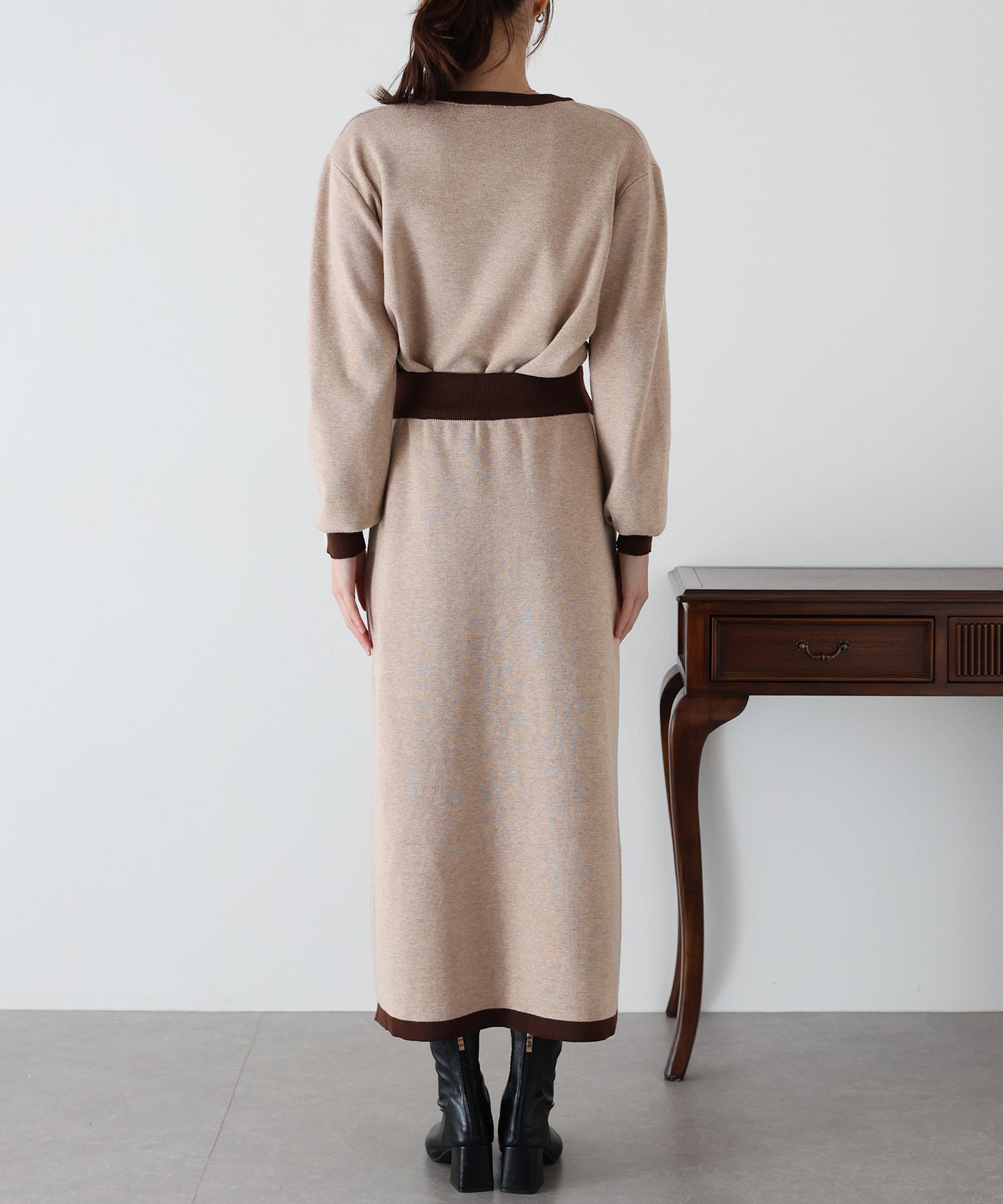 【TIME SALE】配色Vネックニット&スカート セットアップ